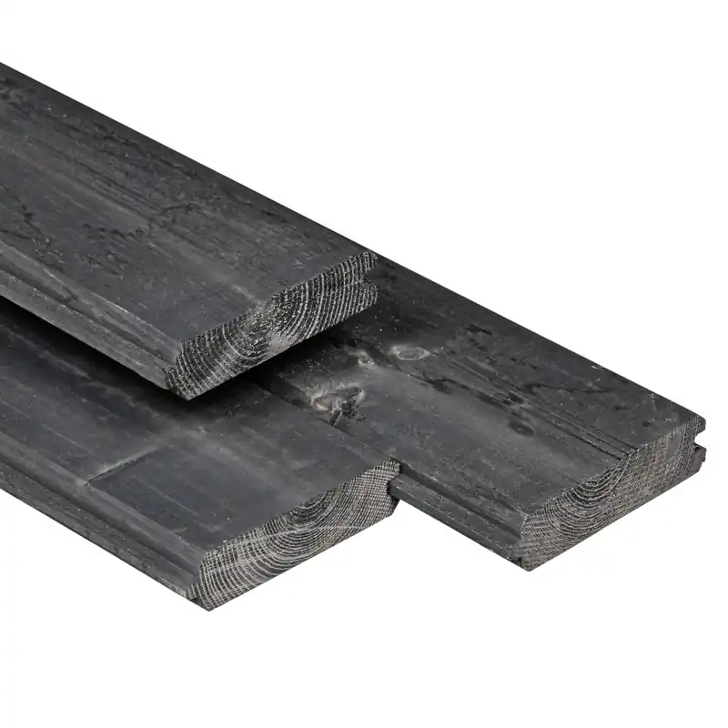 Vuren Blokhutprofiel Plank 28x121 Zwart Geïmpregneerd - 300cm Uitverkoop