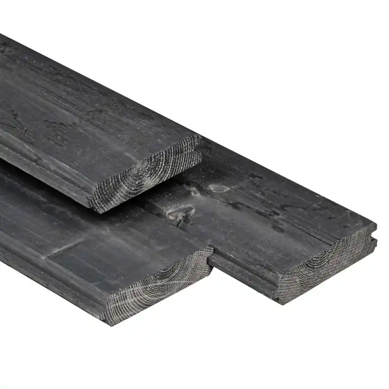 Vuren Blokhutprofiel Plank 28x121 Zwart Geïmpregneerd - 360cm Seizoensaanbieding