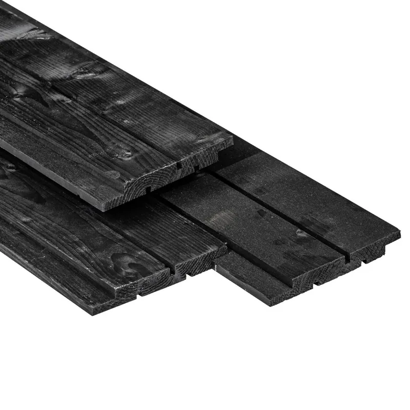 Exclusieve Aanbieding Vuren Channelsiding Rabat 18x145mm Zwart Gespoten - 300cm