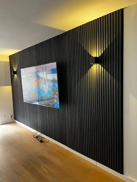 Akoestische wandpanelen - 280 x 60 cm - Zwart Eiken - Lattenwand - Akupanel Merkproduct