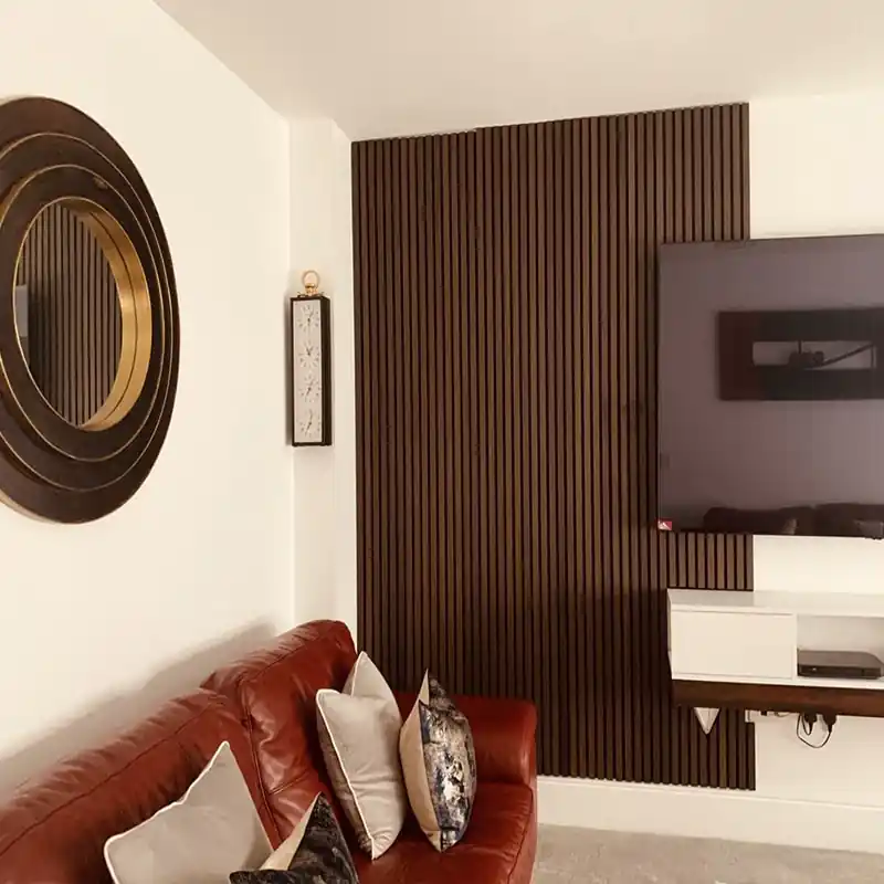 Actieprijs Akoestische wandpanelen - 280 x 60 cm - Gerookt Eiken - Lattenwand - Akupanel