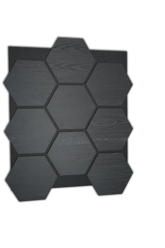 Veilige Betaling Hexagon Akupanel – Akoestische wandpaneel - Zwart Eiken 80 x 65 x 2cm