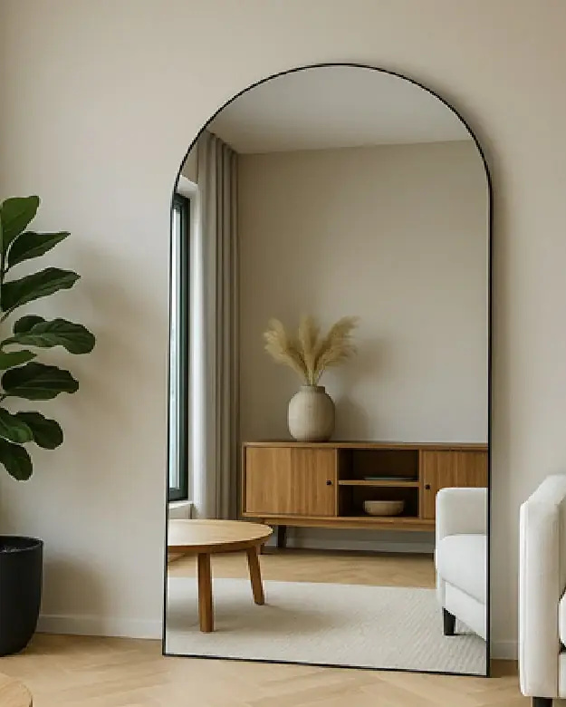 Direct Verzonden Boogspiegel Lys – Luxe zwart design 180x100 cm | Staand & hangend