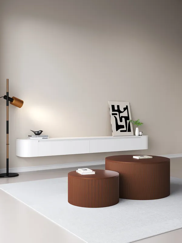 Chic Curve Ronde TV Meubel 180 cm – Zwevend – Wit Mat Snelle Levering