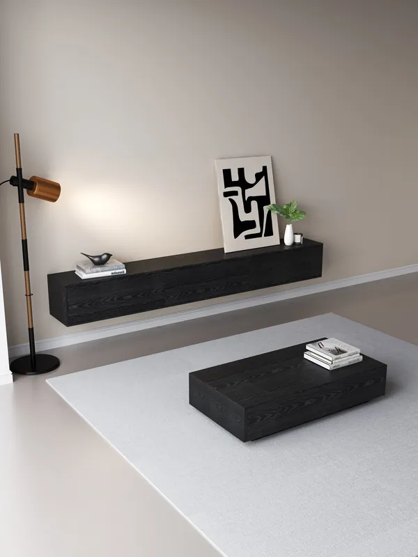 Nu Kopen TV meubel 180cm - URBAN Exclusive Collection - Zwart eiken