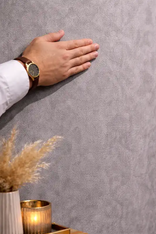 Suede Wandpaneel - Natuurlijke Textuur - 280 x 122cm - Grijs Beperkt Aanbod