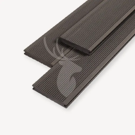 Rechtstreeks Van De Fabrikant Duofuse vlonderplank Ribbel | Massief | Graphite Black | 14 cm
