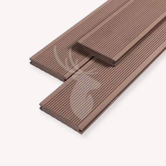 Merkproduct Duofuse vlonderplank Ribbel | Massief | Tropical Brown | 14 cm