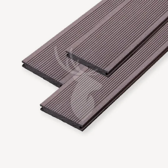 Duofuse vlonderplank Ribbel | Massief | Wenge Brown | 14 cm Op = Op