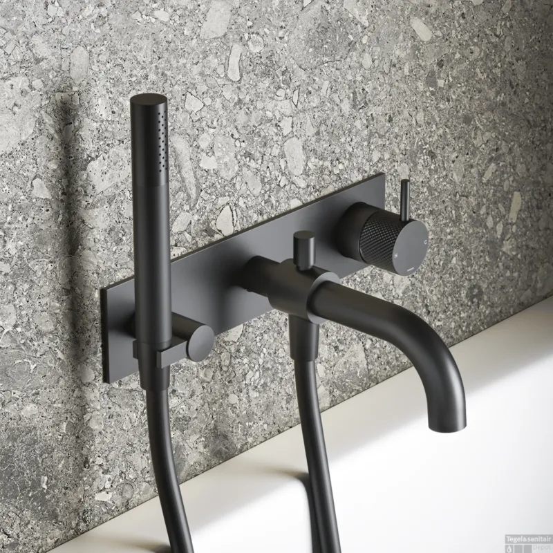 Inbouw Douche/Badmengkraan Hotbath Cobber X Met Automatische Omstel Mat Zwart Laatste Versie