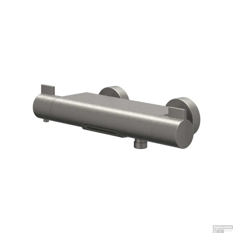 Hete Deal Badthermostaatkraan IVY Pact Opbouw Omstel Met Cascade Uitloop Met Omstel Cooltouch Geborsteld Metal Black PVD