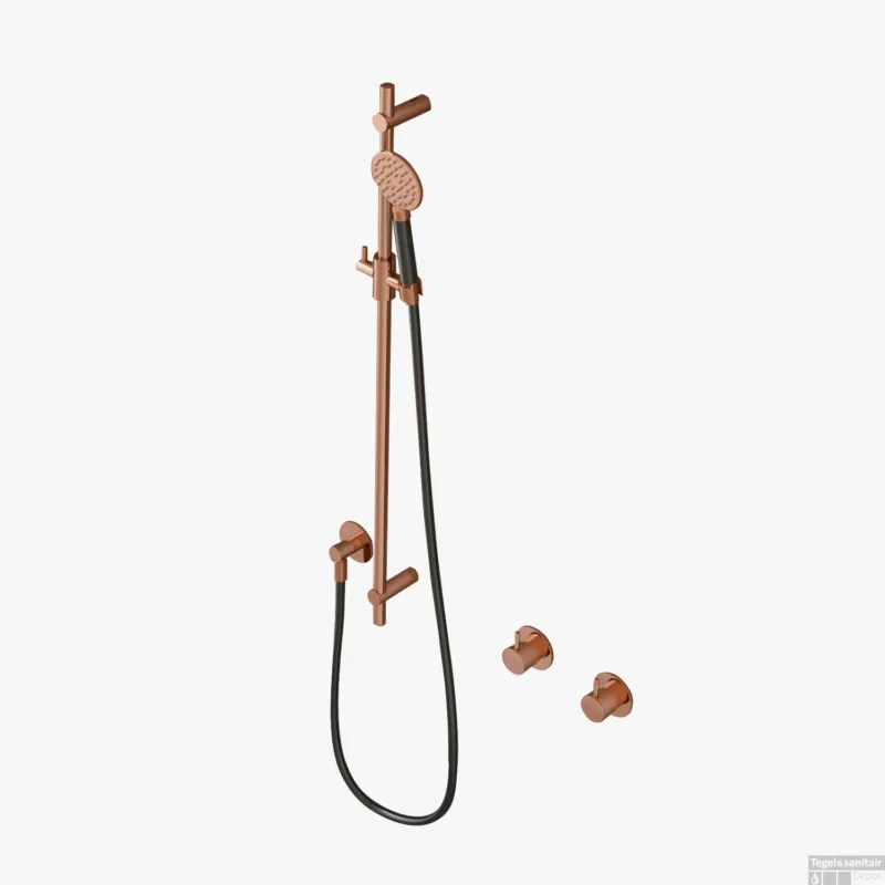 Glijstangset Hotbath Cobber Met Wandaansluitbocht En Handdouche Geborsteld Koper Living Colours Shop Nu