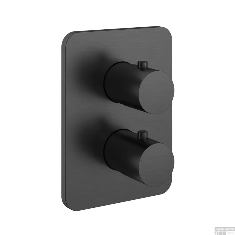 Douchethermostaat Hotbath Gal Inbouw 2-weg Omstel Geborsteld Gunmetal PVD (excl. inbouwdeel) Speciale Aanbieding