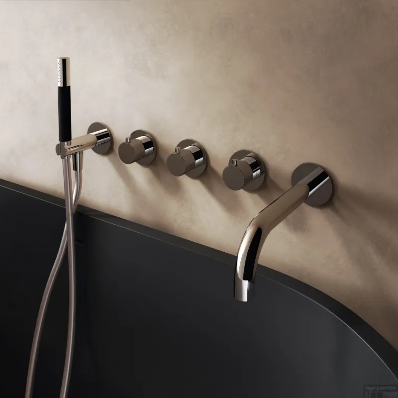Thermostatische Badkraan Hotbath Cobber X Inbouw Met 2 Stopkranen En Handdouche Met Uitloop Chroom Hoge Kwaliteit