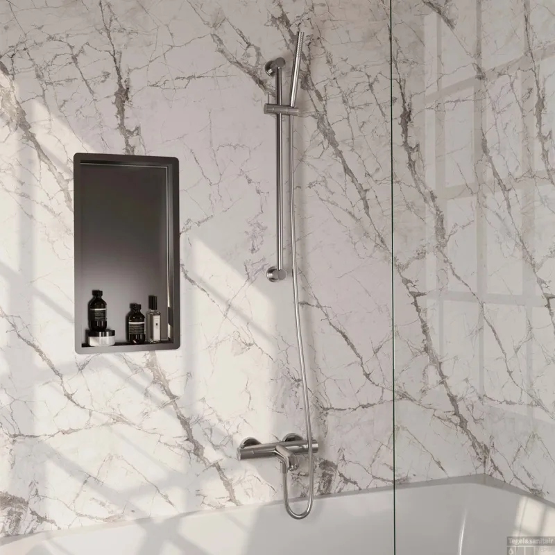 Opbouwset Bad- en Douchekraan Brauer Brushed Edition Thermostatisch Met Glijstang Geborsteld RVS Bestseller