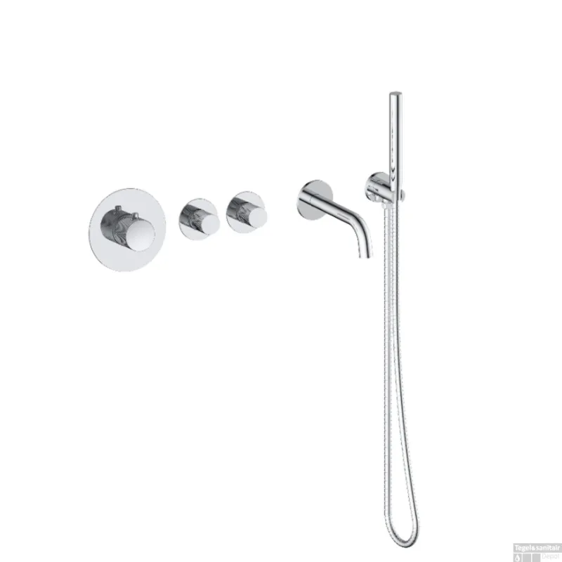 Hete Deal Badset Inbouw Deluxe Sanilux Giles Met Box Thermostaat Geribbelde Knop Chroom