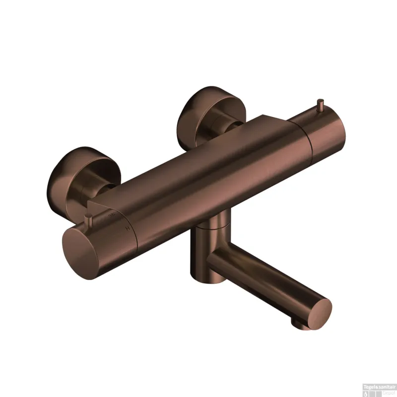 Premium Badthermostaat Hotbath Cobber Opbouw Wegdraaibare Omstel 2-knop Geborsteld Koper PVD