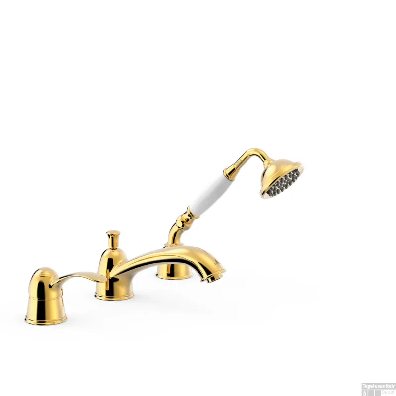Tijdelijk Beschikbaar Badrandkraan Tres Clasic Mengkraan Incl. Handdouche Goud