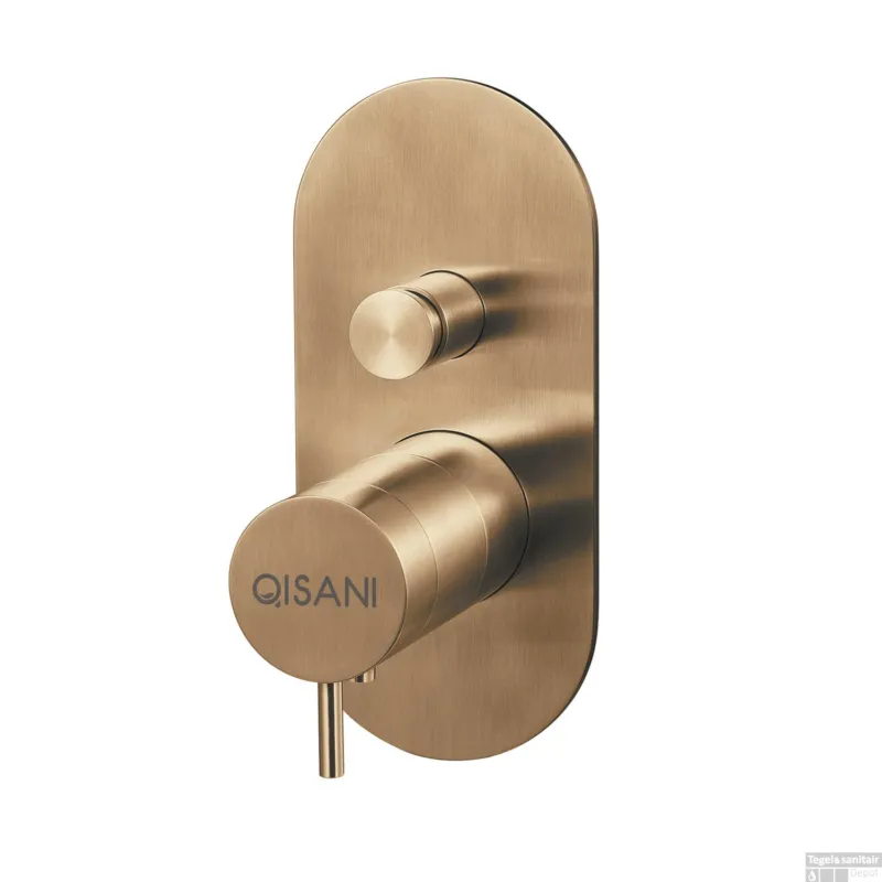 Inbouwkraan Qisani Flow Thermostatisch 2-weg Ovaal Geborsteld Goud Gereduceerde Prijs