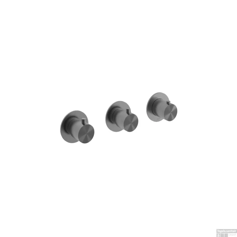 Afbouwdeel Hotbath Archie Inbouw Douche Thermostaat 2 Stopkranen Horizontaal en Verticaal Geborsteld Gunmetal PVD Favoriet