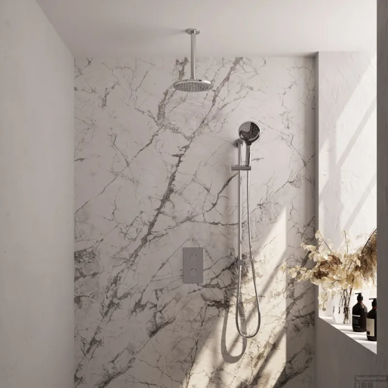 Betaalbaar Inbouw Regendouche Set Brauer Chrome Edition Plafond Uitloop Ronde Hoofddouche 20 cm Met Glijstang en Handdouche 3 Standen