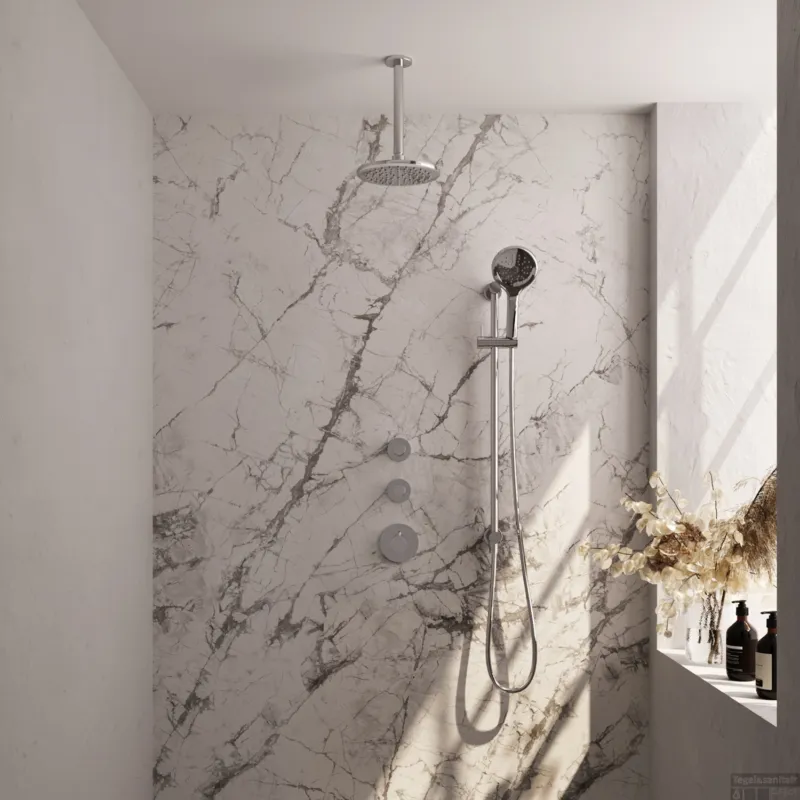 Regendoucheset Inbouw Brauer Chrome Edition Thermostatisch 30cm met Wandarm, Glijstang en Handdouche 3-Standen Losse Stopkranen Chroom Hoge Kwaliteit