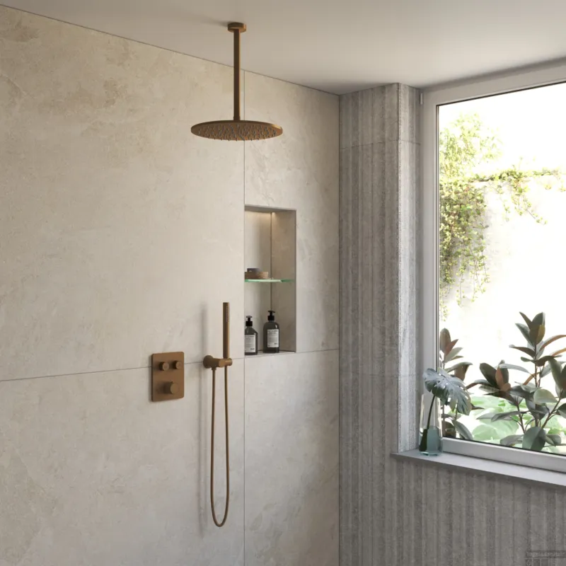 BWS Inbouw Regendouche Sensa Brons Plafonduitloop 30cm Hoofddouche met Handdouche Drukknoppen Populair