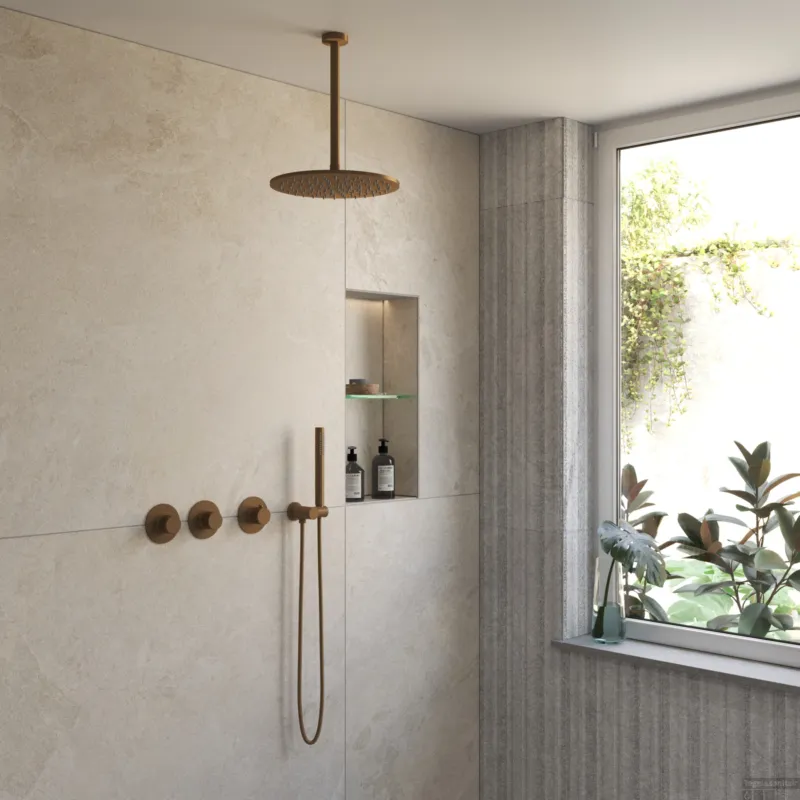 BWS Inbouw Regendouche Sensa Brons Plafonduitloop 30cm Hoofddouche met Handdouche Stopkranen Lage Prijs