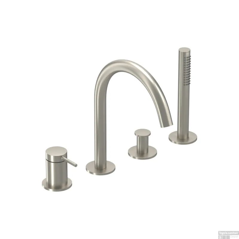 Badrandcombinatie IVY Bond 4-gats Mengkraan Met Uittrekbare Handdouche Draaibare Uitloop Geborsteld Nickel PVD Dagaanbieding