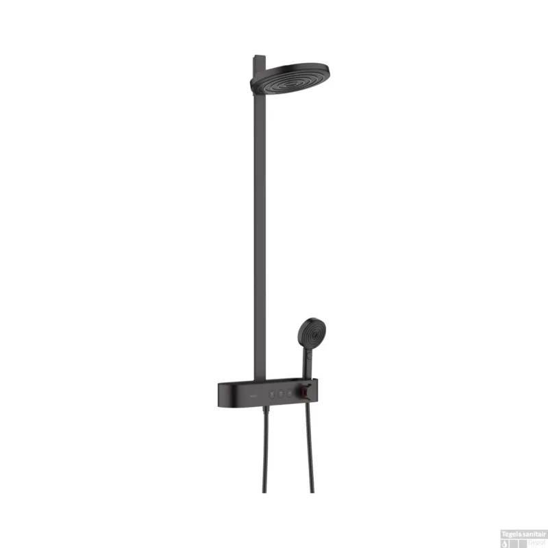 Regendouche set HansGrohe Pulsify S Showerpipe 2 Jets Met ShowerTablet Select 400 Mat Zwart Op = Op