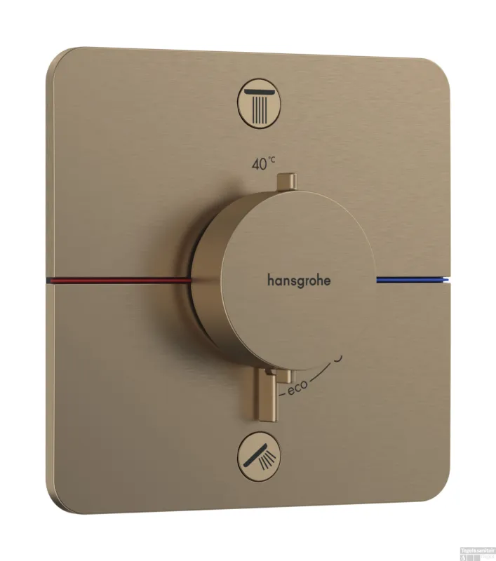 Hansgrohe ShowerSelect Comfort Q thermostaat inbouw voor 2 functies met geïntergreerde zekerheidscombinatie volgens EN1717, Brushed Bronze Gecertificeerd