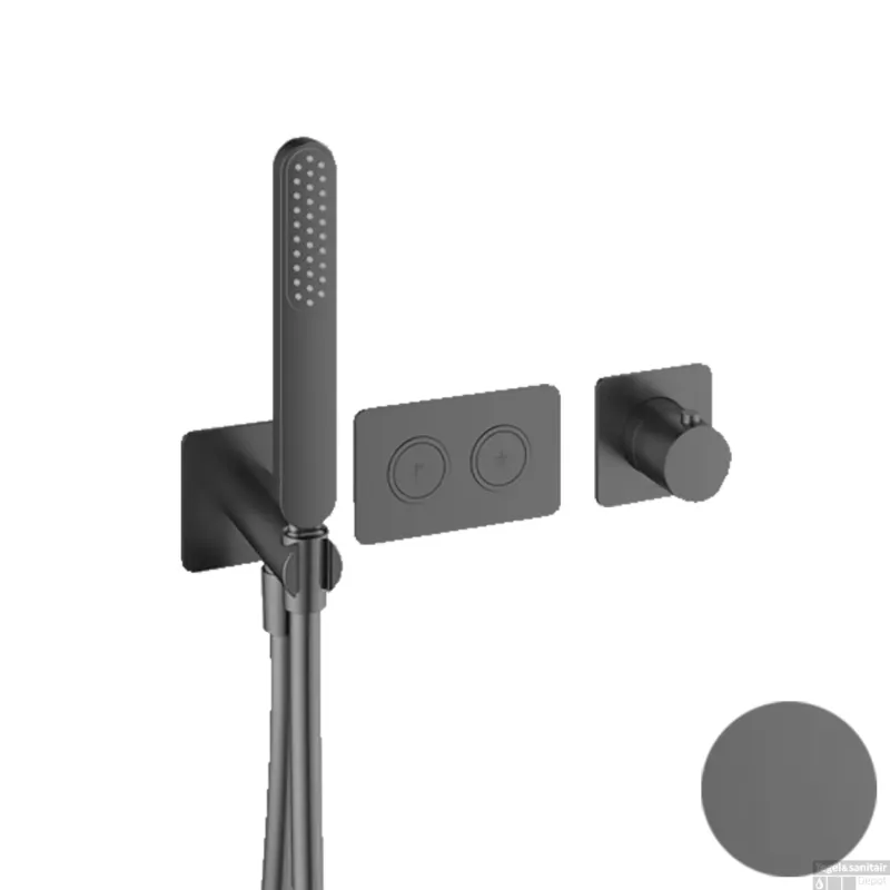 Inbouwkraan Hotbath Gal Thermostaatkraan met 2 Pushbuttons Geborsteld Gunmetal PVD Bestseller
