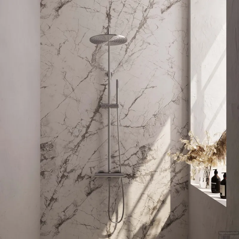 Regendouche Brauer Brushed Showerpipe met Thermostaat 30cm Geborsteld RVS Beperkt Aanbod