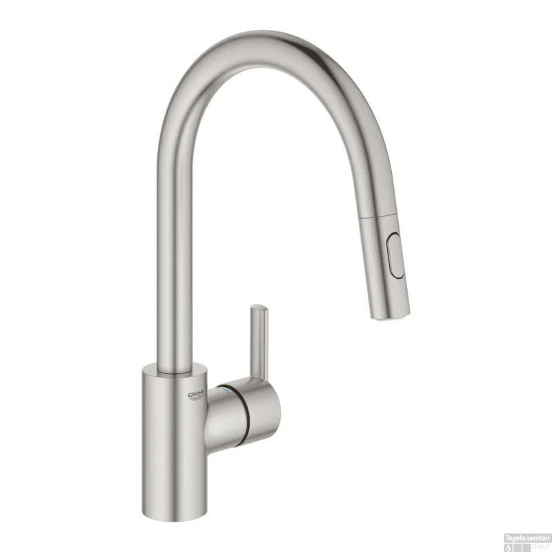 Tijdelijk Beschikbaar Keukenkraan GROHE Feel 1-Gats Met Hoge Uitloop Met Uittrekbare DualSpray Supersteel