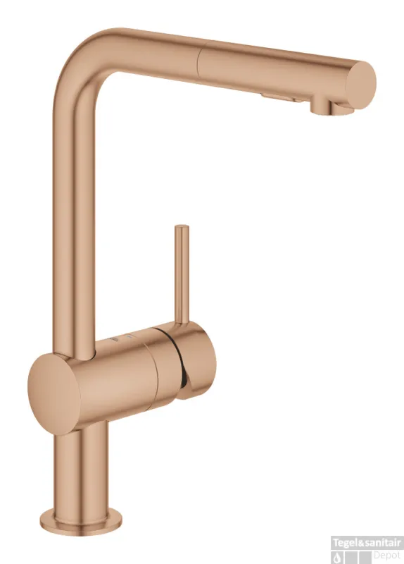 Keukenmengkraan GROHE Minta L-Uitloop Uittrekbare Dual Spray Warm Sunset Geborsteld Nu Kopen