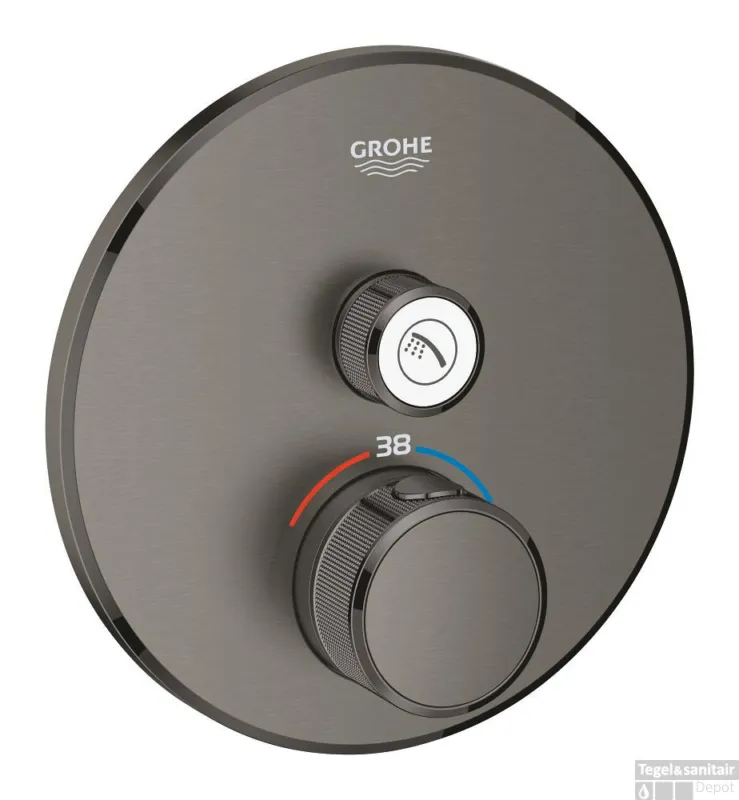 Opbouwdeel GROHE Grohtherm Smartcontrol Douche T, Rond Hard Graphite Geborsteld Betrouwbaar