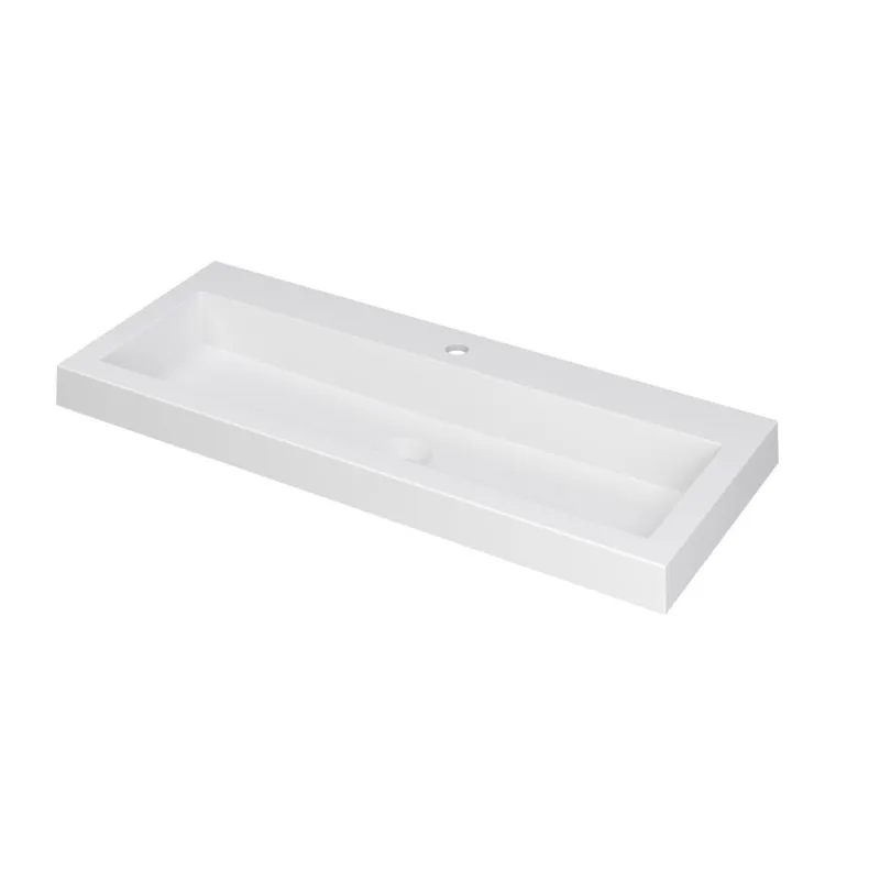 DOCK Wastafel in polystone van kwarts | 100 x 40 x 6 Direct Beschikbaar