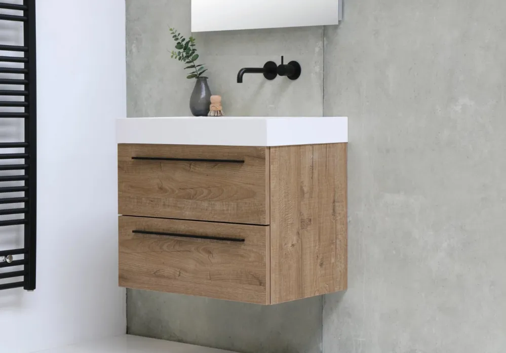 Favoriet MOMENTO Wastafel met enkele wasbak in polystone of quartz | 60 x 45 x 9