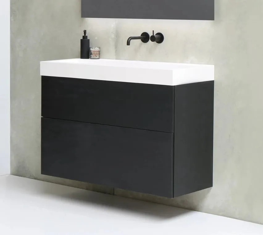 Must-Have MOMENTO Wastafel met enkele wasbak in polystone of quartz | 100 x 45 x 9 wasbak centraal