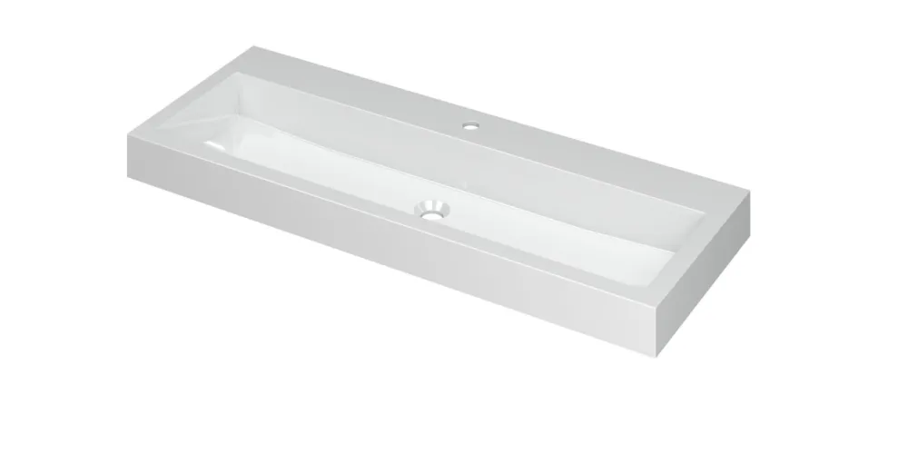 Alleen Vandaag MOMENTO Wastafel met enkele wasbak in polystone of quartz | 120 x 45 x 9 wasbak centraal