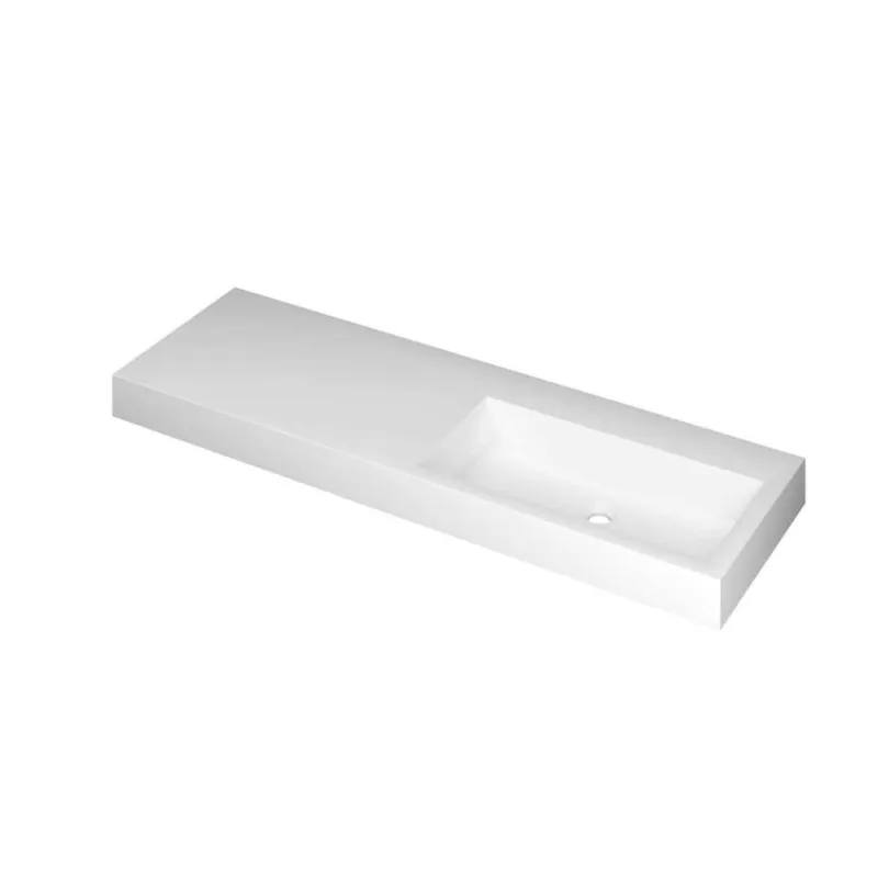 Direct Verzonden MOMENTO Wastafel met dubbele of enkele wasbak in polystone of quartz | 140 x 45 x 9 wasbak rechts