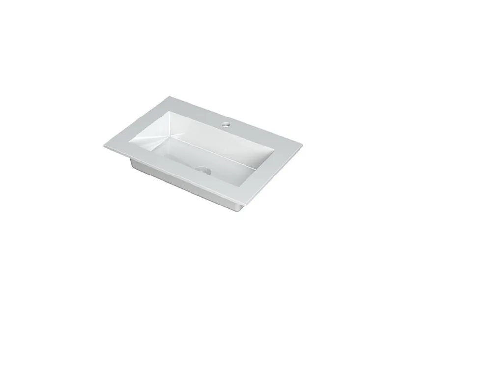 KRAFT Wastafel met enkele wasbak in polystone of quartz incl. always open plug in de kleur van wastafel | 70 x 45 x 1 Shop Nu