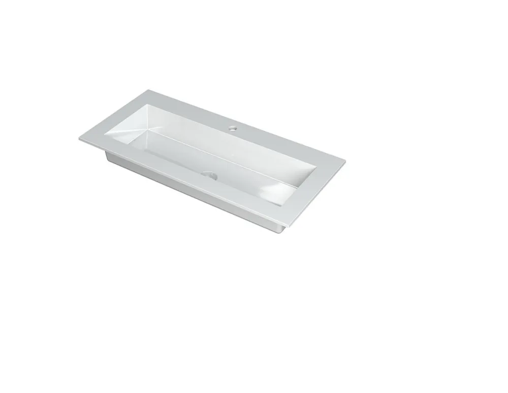 KRAFT Wastafel met enkele wasbak in polystone of quartz incl. always open plug in de kleur van wastafel | 100 x 45 x 1 Lage Prijs