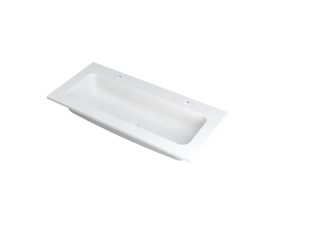 FAKTOR Wastafel in polystone | 100 x 45 x 1,5 wasbak centraal Bestel Nu