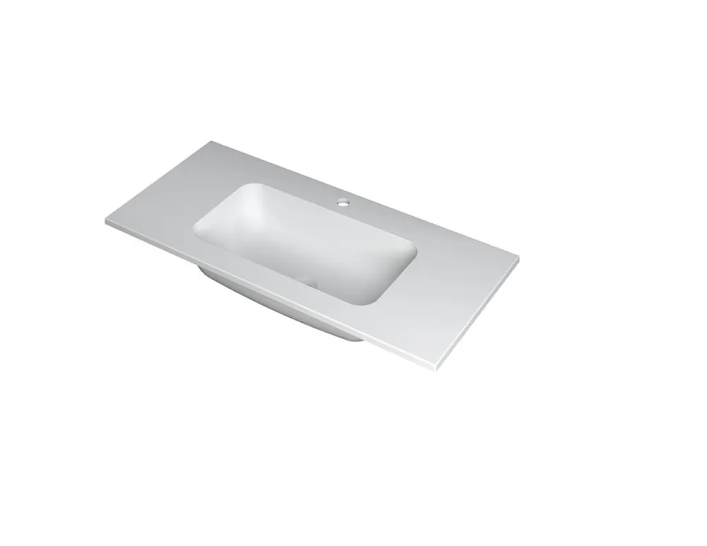 Tijdelijk Beschikbaar FAKTOR Wastafel in polystone | 100 x 45 x 1,5 wasbak midden