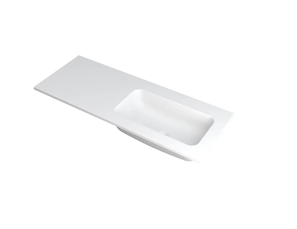 FAKTOR Wastafel in polystone | 120 x 45 x 1,5 wasbak rechts Seizoensaanbieding