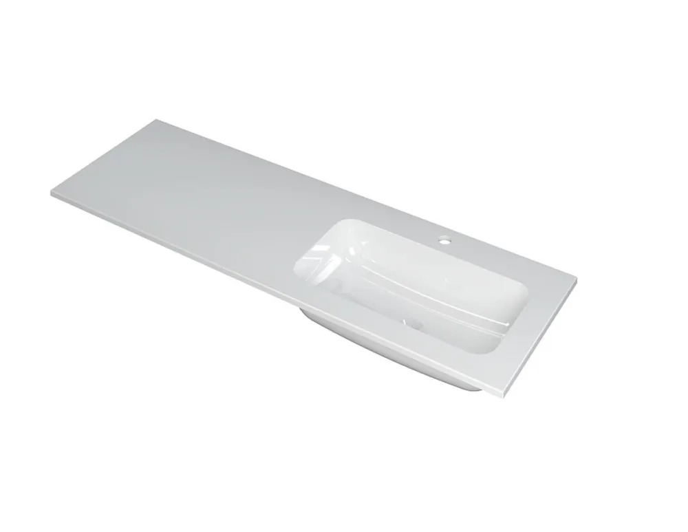 FAKTOR Wastafel in polystone | 140 x 45 x 1,5 wasbak rechts Gereduceerde Prijs
