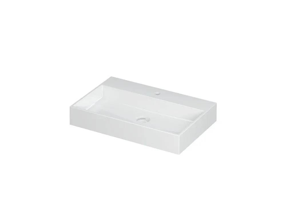 Beperkt Aanbod Stijlvolle porseleinen wastafel met verborgen overloopsysteem - 70x45x11 cm