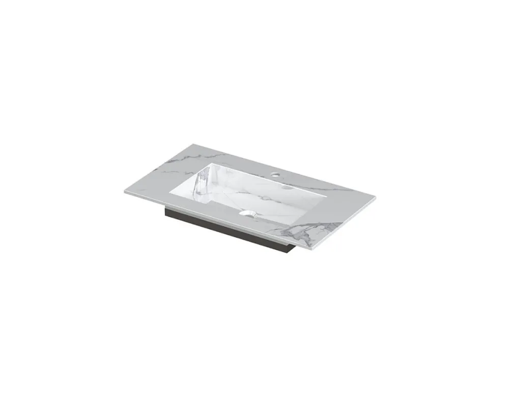 Koop Online POST Wastafel met enkele wasbak in keramische slab met schuinaflopende envelop bodem | 80 x 45 x 1