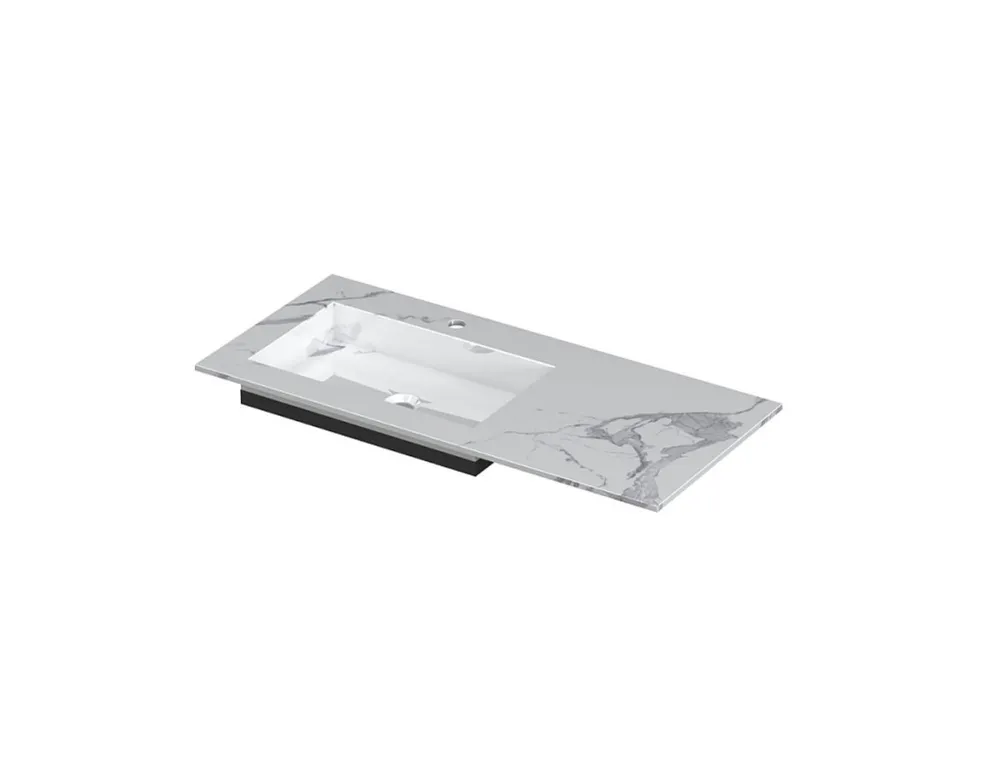 POST Wastafel met enkele wasbak in keramische slab met schuinaflopende envelop bodem | 100 x 45 x 1 wasbak links Aanbieding